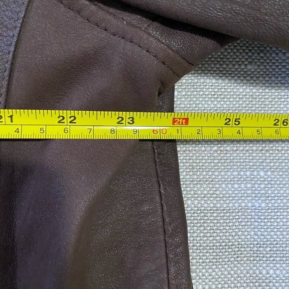 Mens Columbia Brown Soft Leather Zip Up Mock Neck Cotton Lined Casual Coat. Sz-L - Picture 9 of 16